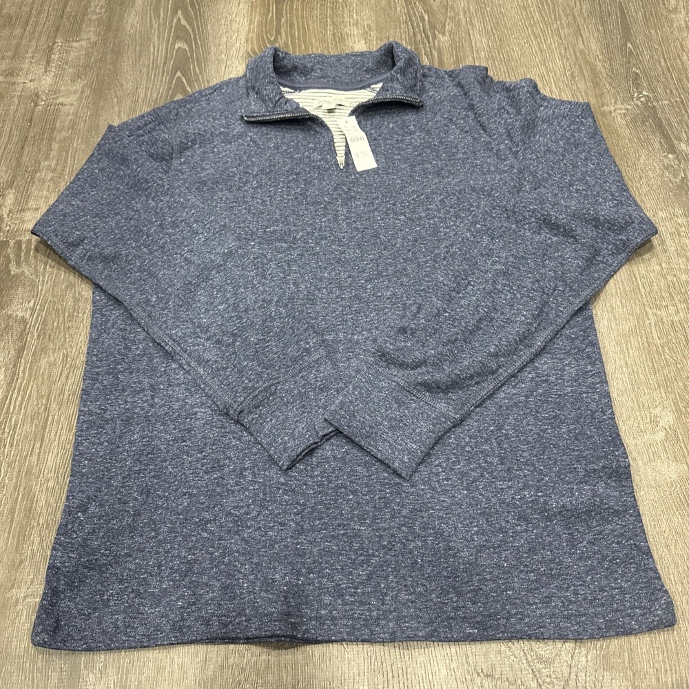NWT J. Crew Men's Double-Knit Half-Zip Pullover Large BB830 Sweater Heather Blue